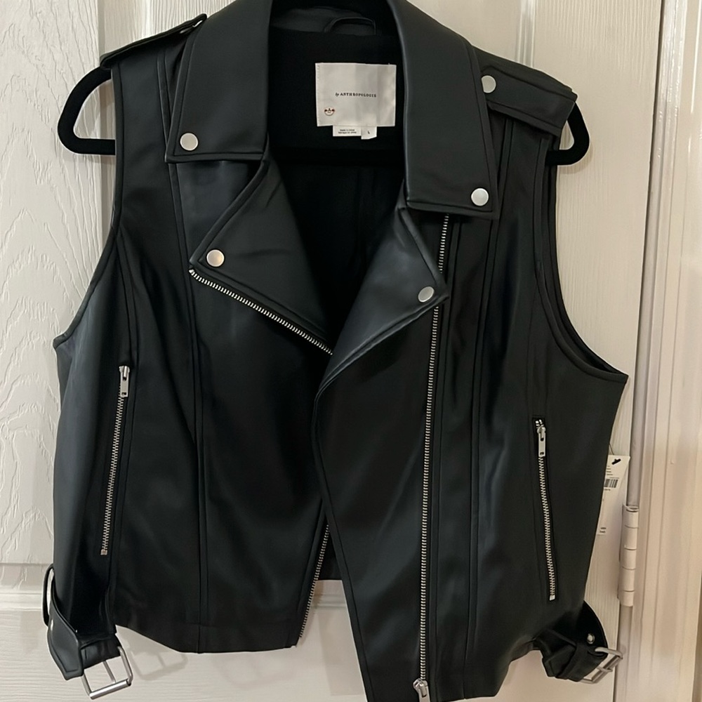 ANTHROPOLOGIE faux leather vest, Size L